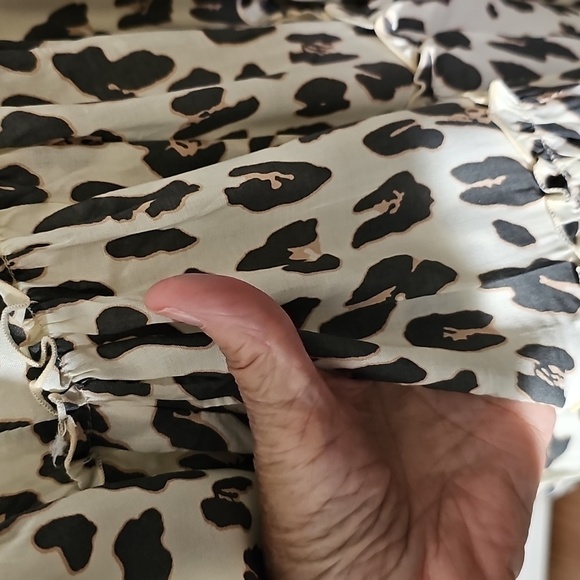 SEA LUSTER Leopard Print Women's layered Ruffel Dress Size S/M Cr/br Flowie. - Picture 5 of 10